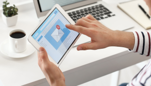 Email received on tablet