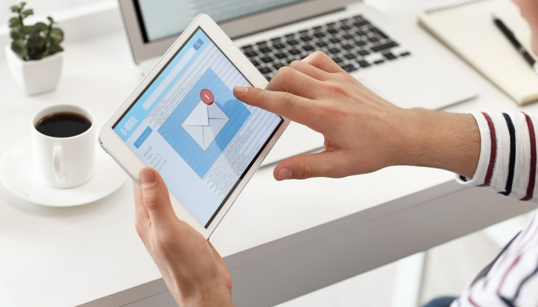 Email received on tablet