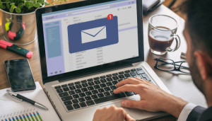 Laptop with email in inbox