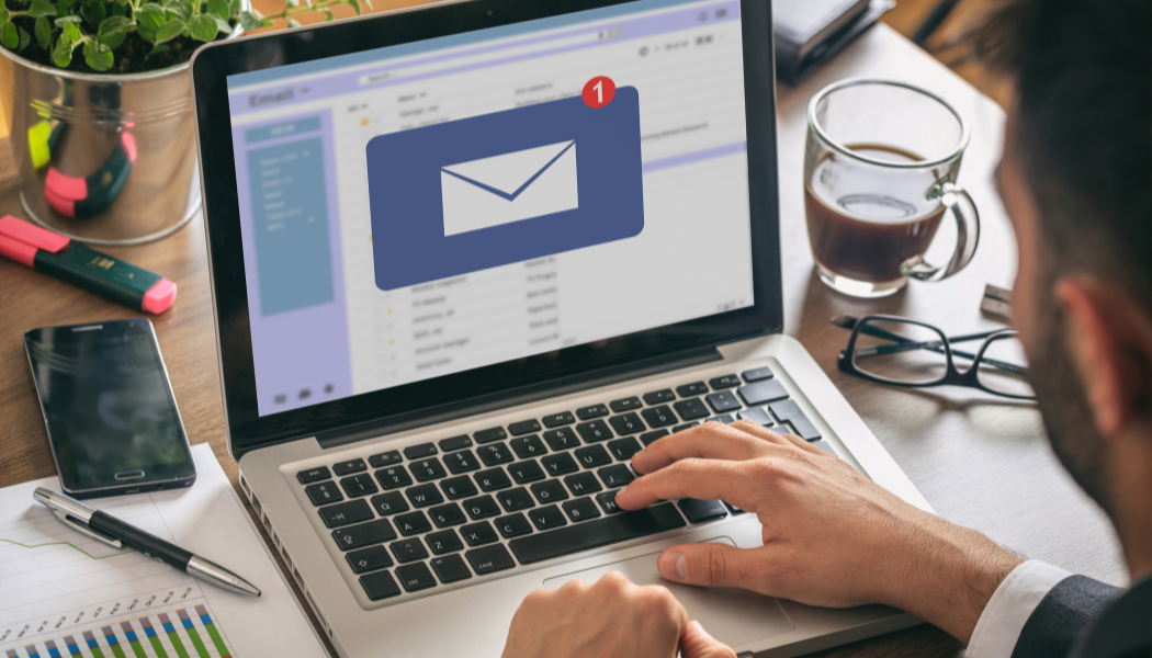 Laptop with email in inbox